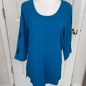 d & co. DENIM & CO. 3/4 SLEEVE TOP TUNIC LENGTH SZ M